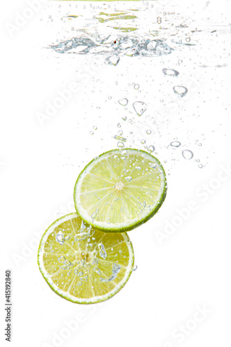 lemon and lime slice in water