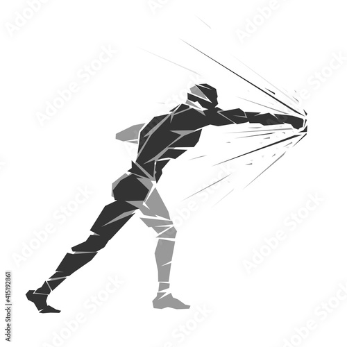Black and white triangle shapes man silhouette make strike