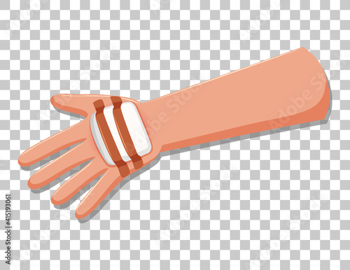 Injury arms with gauze on transparent background
