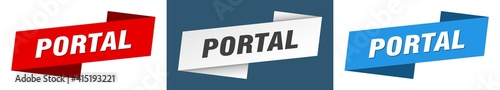portal banner. portal ribbon label sign set