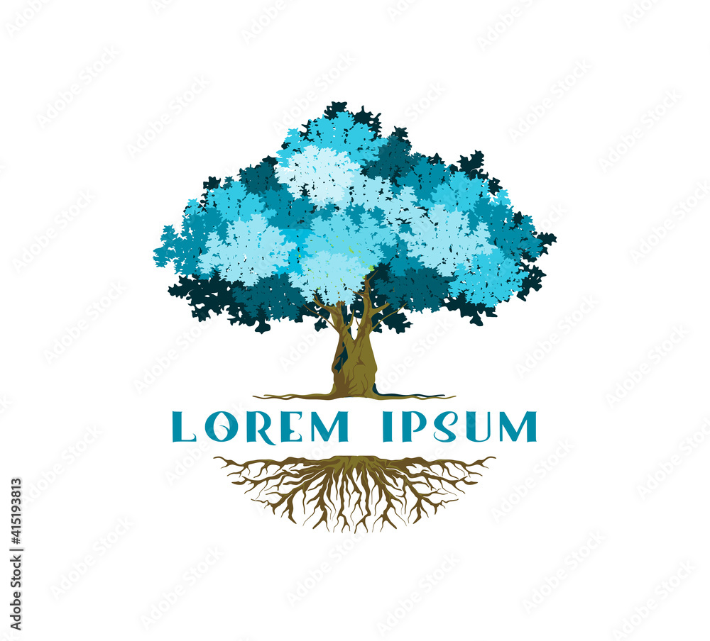 Obraz premium tree logo design with circular frame. Tree logo isolated on white background