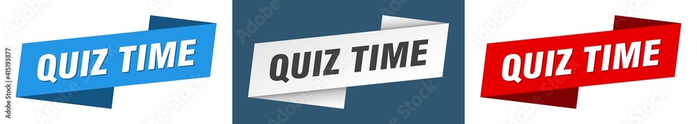 Quiz time banner template ribbon label sign Vector Image