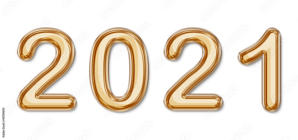 Illustration Gold foil balloon 2021 text made of realistic 3d render air balloon. Ready to use for Happy New Year decoration concept. On white background. Illustration Gold foil balloon 2021 text made of realistic 3d render air balloon. Ready to use for Happy New Year decoration concept. On white background.