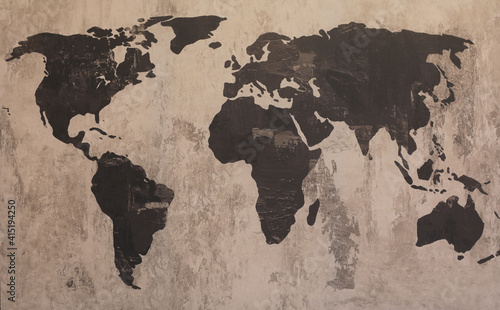 Fototapeta Naklejka Na Ścianę i Meble -  old abstract grunge map of the world on canvas