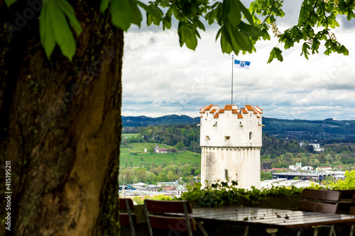 Mehlsack mit Ravensburger Fahne, blau-weiss photo