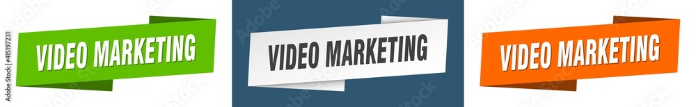 video marketing banner. video marketing ribbon label sign set