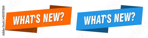 what's new? banner. what's new? ribbon label sign set