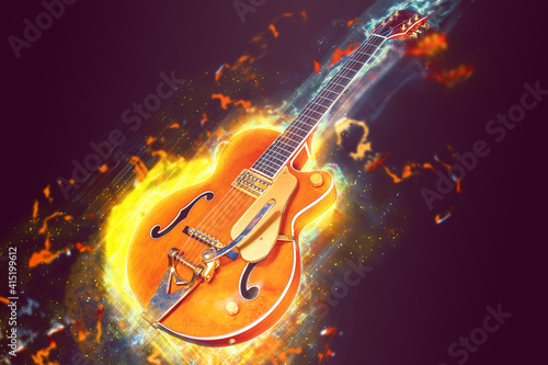 Flaming music from an electric guitar