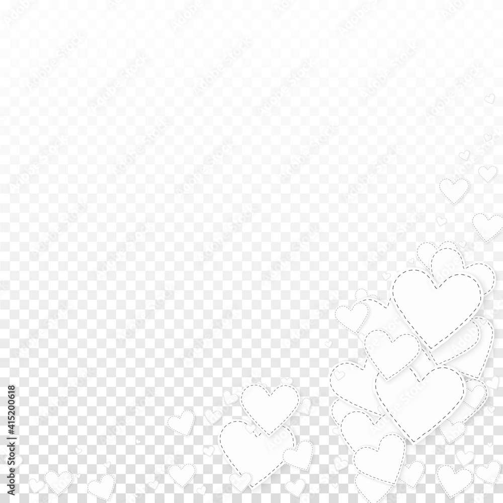 White heart love confettis. Valentine's day corner White heart love confettis. Valentine's day corner