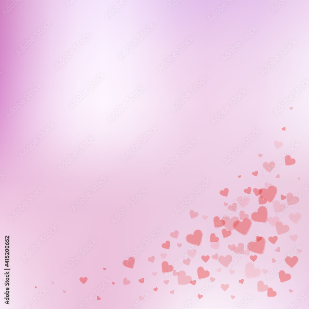 Red heart love confettis. Valentine's day corner c Red heart love confettis. Valentine's day corner c