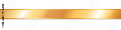 long gold ribbon banner with gold frame on white background	