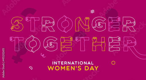 Women's Day stronger together woman hand card