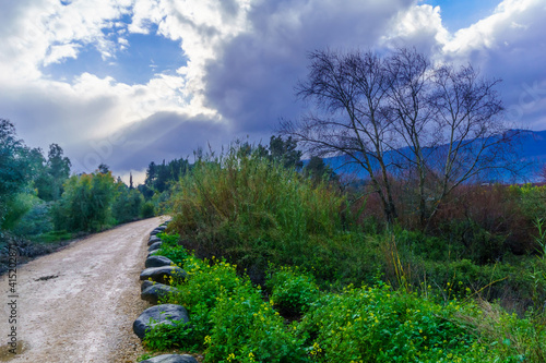 Footpath and clouds along the Dan stream