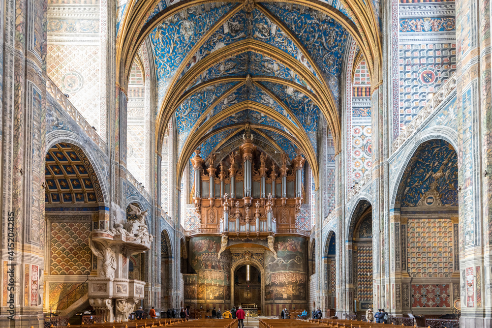 The interior of Sainte cecile cathedral of city of Albi in France