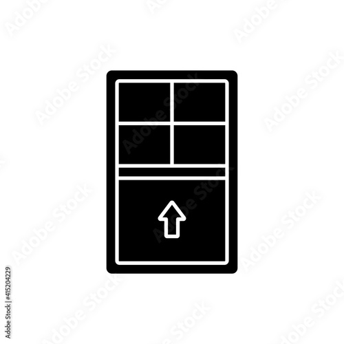 Single-hung windows black glyph icon. Single movable sash with raise from bottom. Natural ventilation control. Vertical-sliding window. Silhouette symbol on white space. Vector isolated illustration