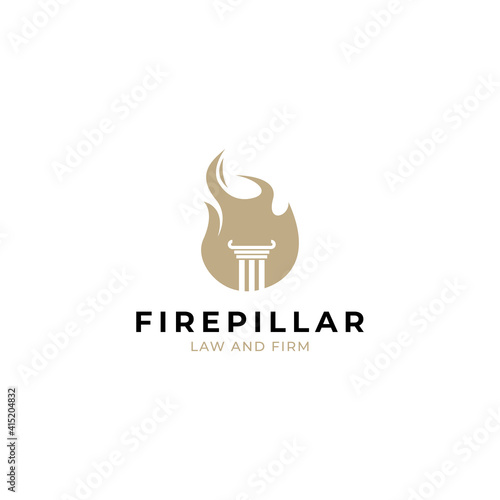 fire law pillar logo vector icon illustration with simple style