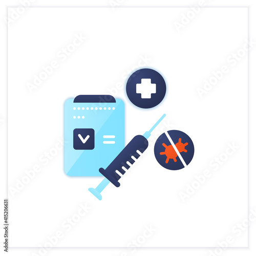 Vaccination passport flat icon. Mandatory vaccination against coronavirus. Protect yourself. Airport new normal concept. 3d vector illustration