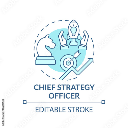 Chief strategy officer concept icon. Top management positions. Developing corporate opportunities. Business idea thin line illustration. Vector isolated outline RGB color drawing. Editable stroke