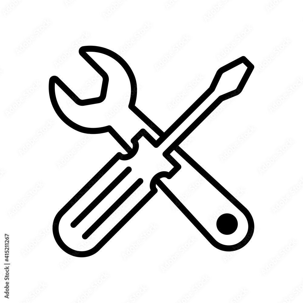 Tools wrench and screwdriver icon vector Tools wrench and screwdriver icon vector