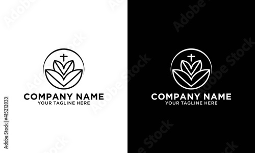 lotus cross faith logo vector concept with colorful styles