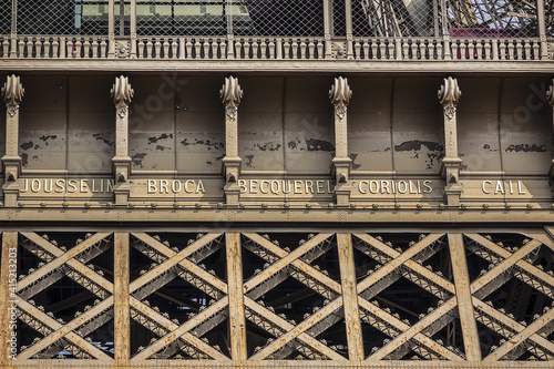 Bild auf Leinwand Fragments of the construction of the Eiffel tower (Eiffel Tower) on Champ de Mars in Paris