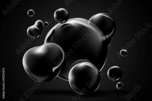 Abstract black and white bubbles background