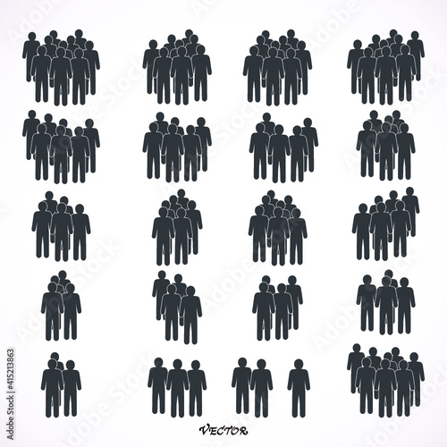 People Icon set in trendy flat style isolated on background. Crowd signs.