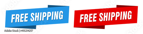 free shipping banner. free shipping ribbon label sign set