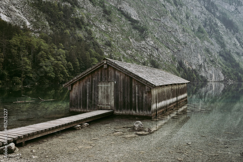 Bild auf Leinwand Boathouse at lake Obersee in Bavaria, Germany.