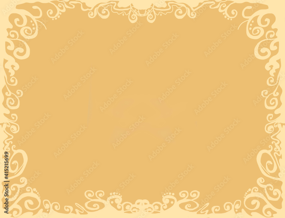 patterned background beige frame with curls and waves