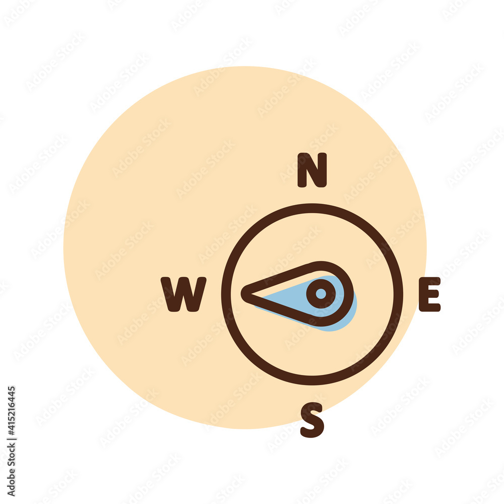 Obraz premium Compass wind rose vector icon. Direction west