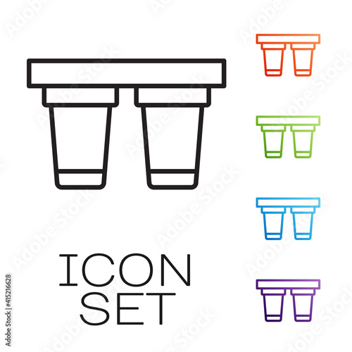 Black line Water filter icon isolated on white background. System for filtration of water. Reverse osmosis system. Set icons colorful. Vector.