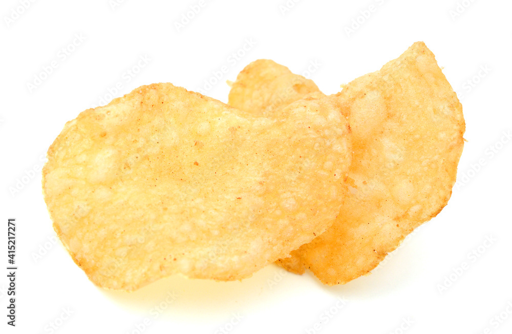 The image of the potato chips isolated on white The image of the potato chips isolated on white