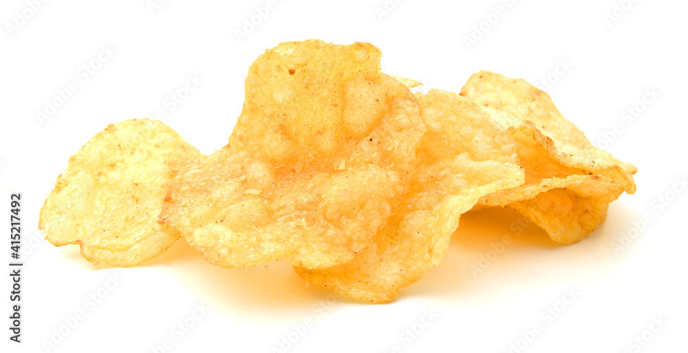 The image of the potato chips isolated on white The image of the potato chips isolated on white