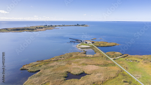 Aerial shot of Kihnu island in Estonia photo