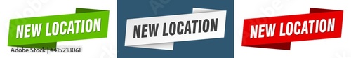 new location banner. new location ribbon label sign set