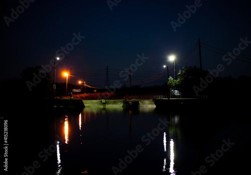 boat ramp at night