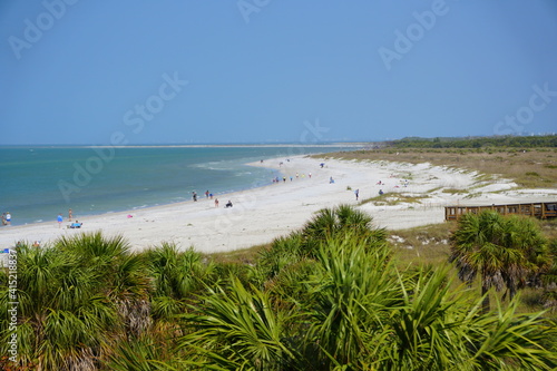 The white beach and green vegetations near Fort Desoto Park, St Petersburg, Florida, U.S.A