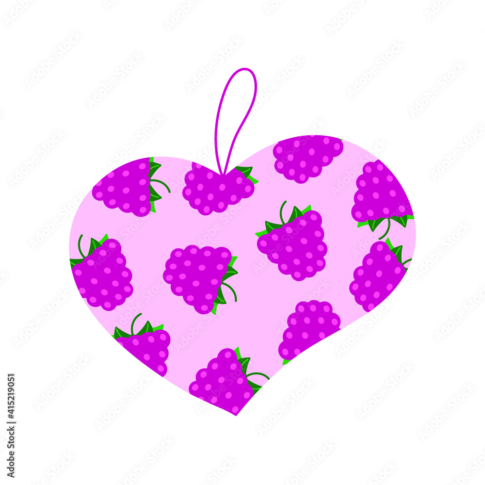 Vector heart with raspberries. Valentine's card, letter, postcard, pendant, handbag, cover, sticker. Raspberry berries, pink heart. Vector heart with raspberries. Valentine's card, letter, postcard, pendant, handbag, cover, sticker. Raspberry berries, pink heart.