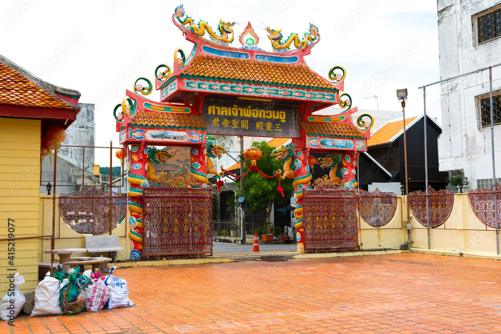 View of Chao Pho Kuan U Shrine located at Nang Ngam Road in Songkhla, Thailand.