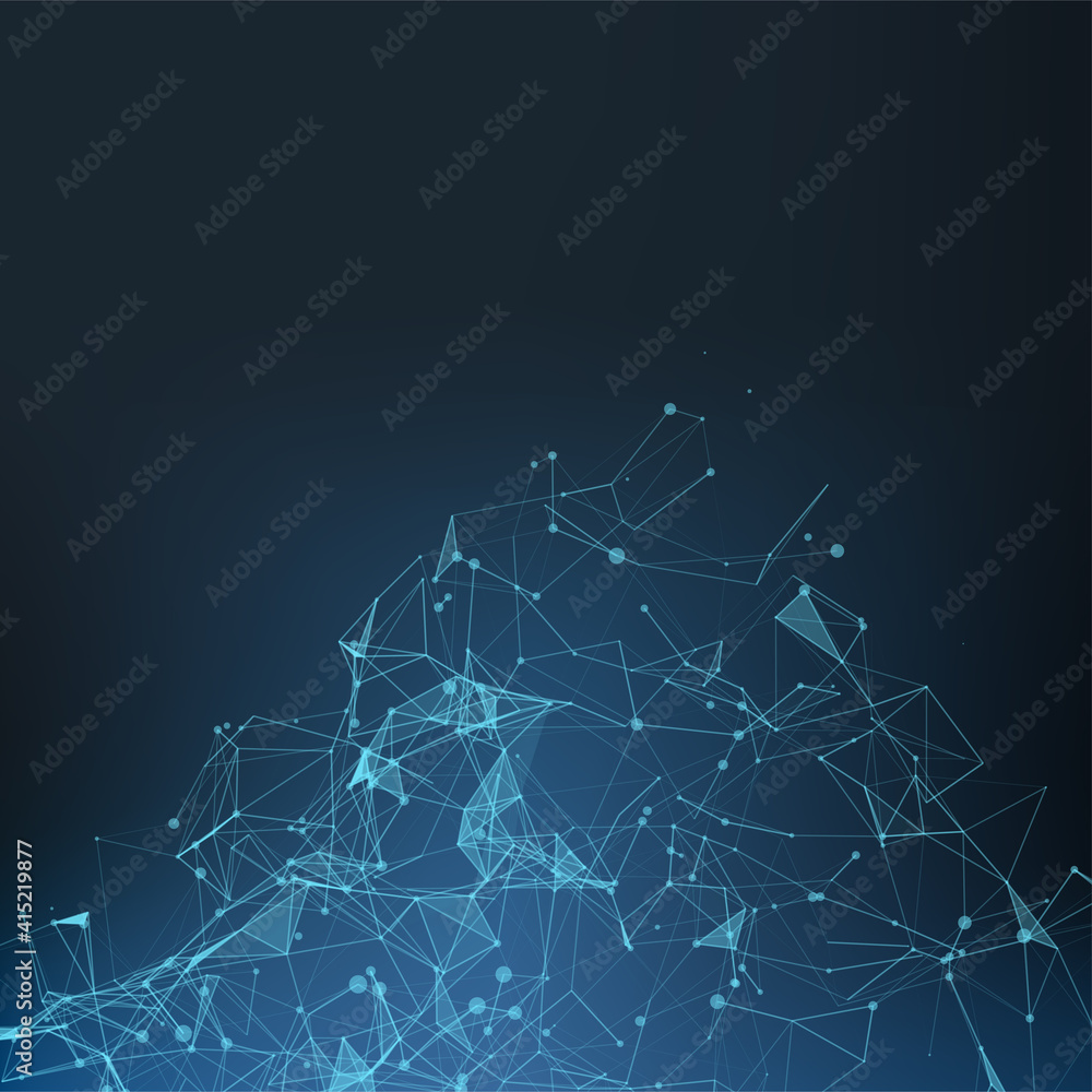 Geometric graphic background molecule and communication. Big data complex with connections. Digital data visualization. Scientific vector illustration