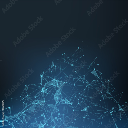 Geometric graphic background molecule and communication. Big data complex with connections. Digital data visualization. Scientific vector illustration