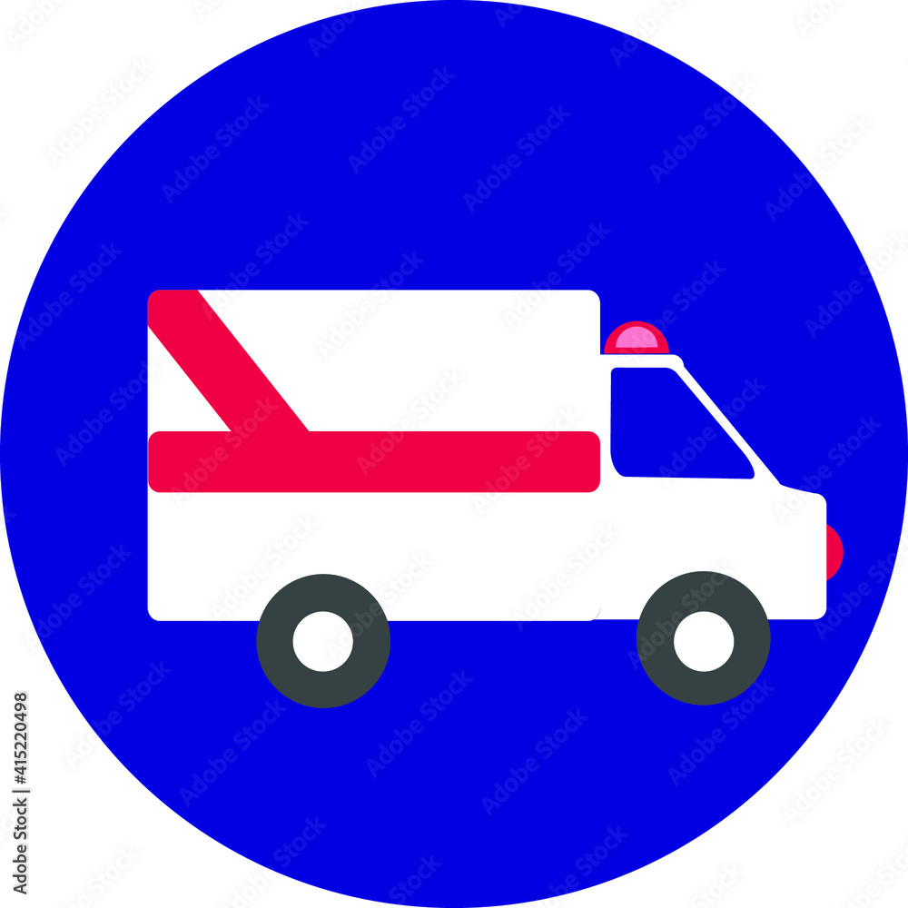Emergency vehicle icon on blue background. Royalty free and fully editable. Emergency vehicle icon on blue background. Royalty free and fully editable.