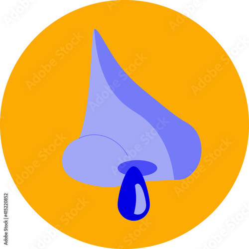 Runny nose icon on yellow background.  Royalty free and fully editable.