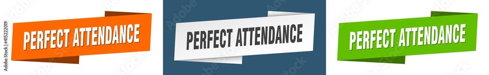 perfect attendance banner. perfect attendance ribbon label sign set