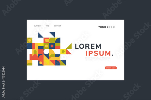 Langing page concept. Website or mobile app design template. Colorful geometric vector illustration with squares and triangles.