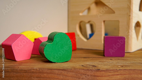Colourful wooden block with multi shape for children early learning