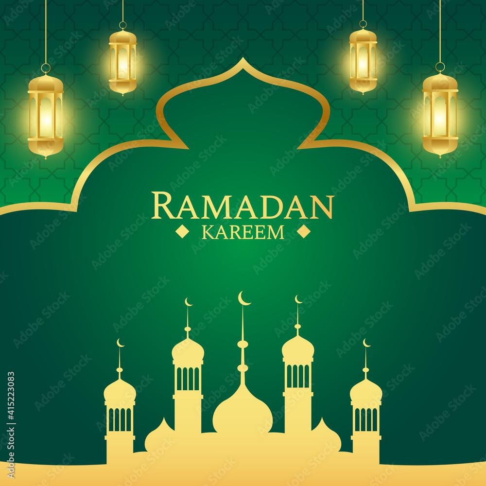 islamic ramadan greeting background with gold and green color islamic ramadan greeting background with gold and green color