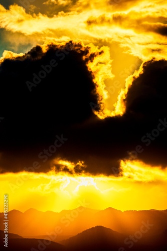 Silhouetted Clouds  Mountains  Sunset  Sunrise  Light  