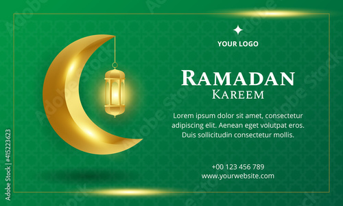 islamic ramadan greeting background with gold and green color